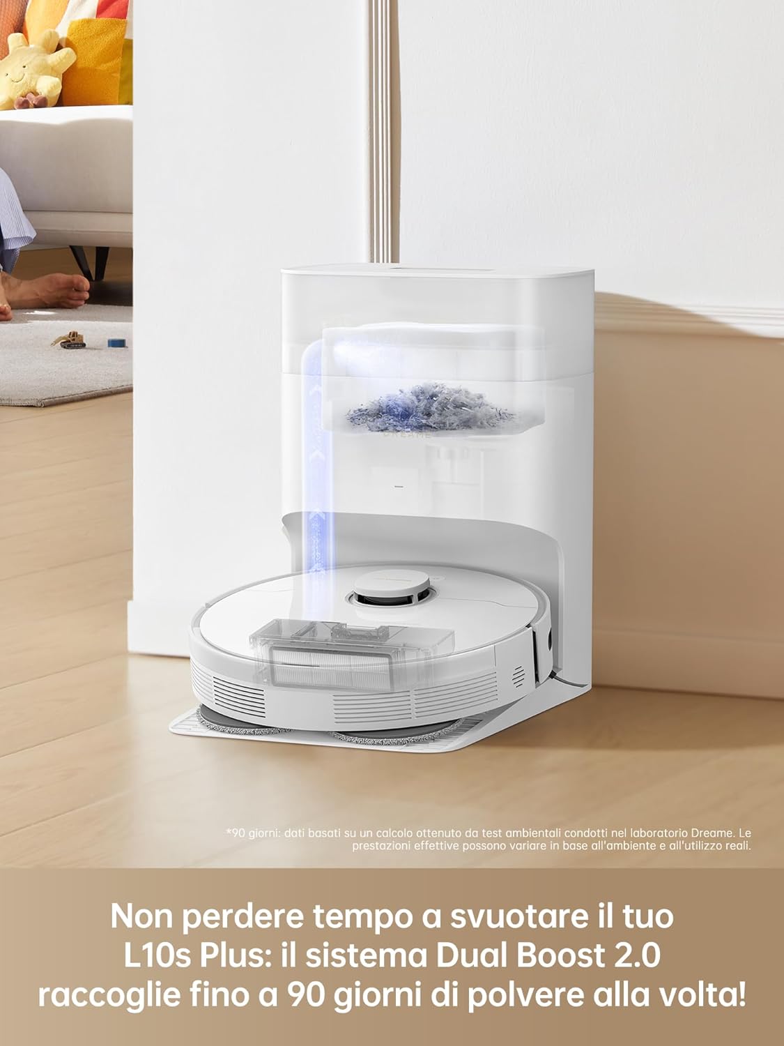 118016 - DREAME L10s Plus - Fshesë dhe Pastrues Dyshemeje Robotikë me Zbrazje Automatike, Thithje 7000Pa, Pastrim DuoScrub™, Ngritje Automatike të Mopit, Kapacitet Pluhuri 90 Dite