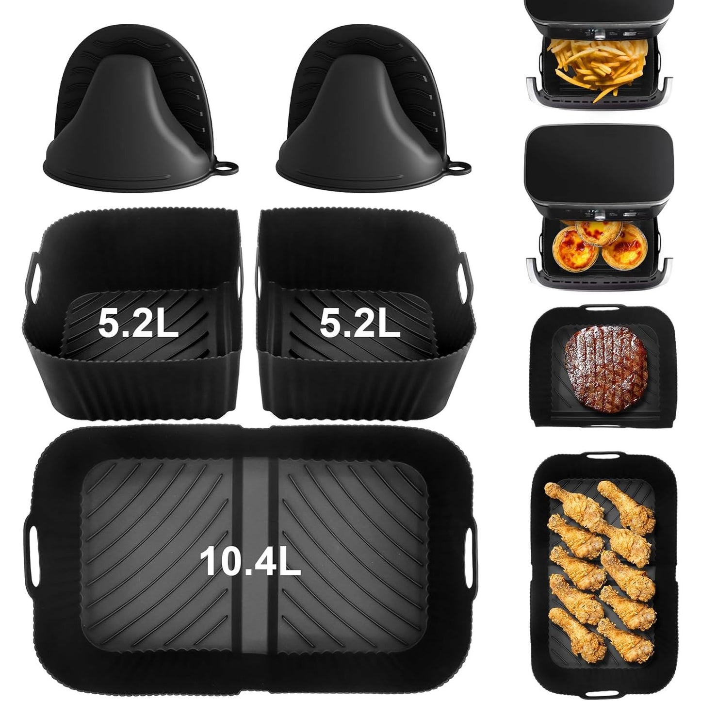 162925 - NINJA Tabaka e Silikonit për Skuqëse me Ajër, 10.4L AF500EU, Aksesorë Ripërdorshëm për Skuqëse NINJA Foodi FlexDrawer 10.4L