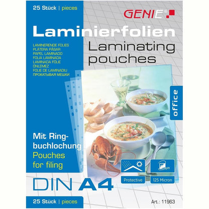267058 - Genie 11963 Fletë laminuese A4, 25 fletë, pa ngjyrë
