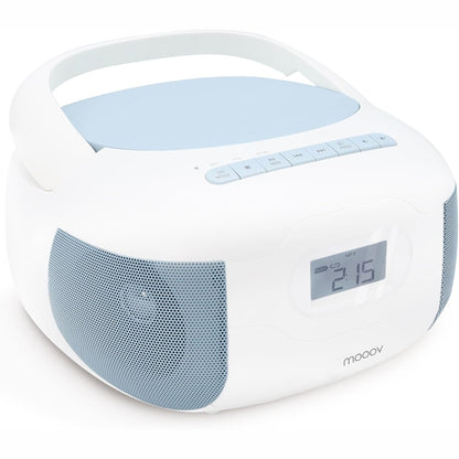 268133 - MOOOV 477187 - Radio FM Portativ me CD - MP3 Player Stereo Boombox me USB, AUX-in, Micro-SD dhe Hyrje për Kufje, Ekran LCD - Me Energji Rrjeti ose Bateri - Blu