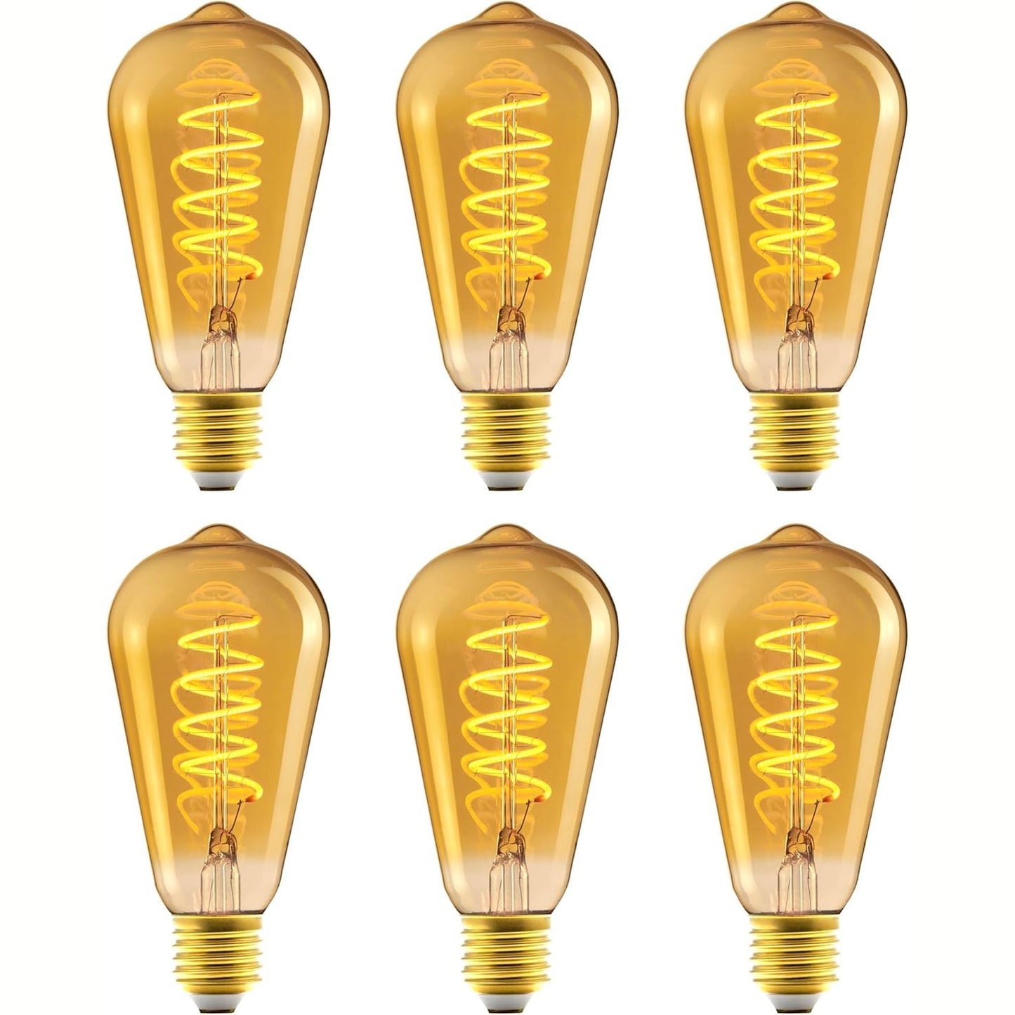 250678 - AMAZONBASICS Llambë LED Vintage, E27, ST64, 4 W (ekuivalent me 25 W), 1800 K, Pako me 6 copë