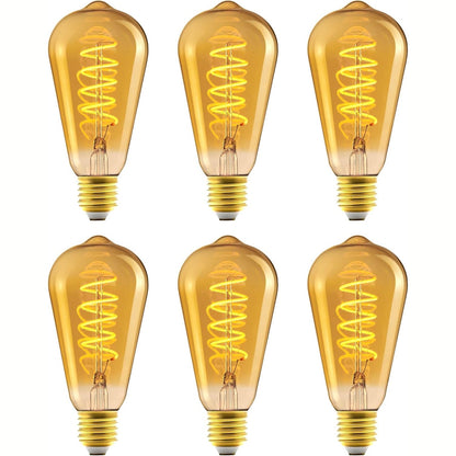 250678 - AMAZONBASICS Llambë LED Vintage, E27, ST64, 4 W (ekuivalent me 25 W), 1800 K, Pako me 6 copë