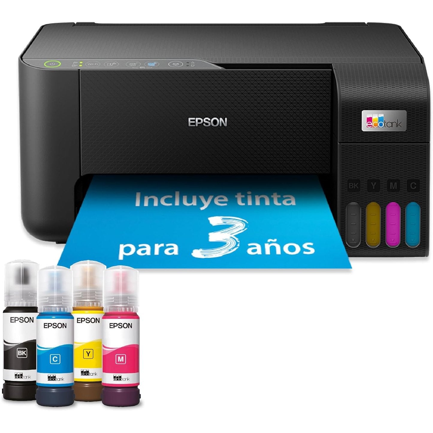 126124 - EPSON Printeri Shumëfunksional A4 EcoTank ET-2862 3-në-1, Bojëra të Rimbushshme me Kapacitet të Lartë, 4 Shishe për 4,500 faqe-të-zinj dhe 7,500 faqe-me-ngjyra, Ekran LCD, USB, Wi-Fi/Direkt Dupleks, Ngjyra e Zerë
