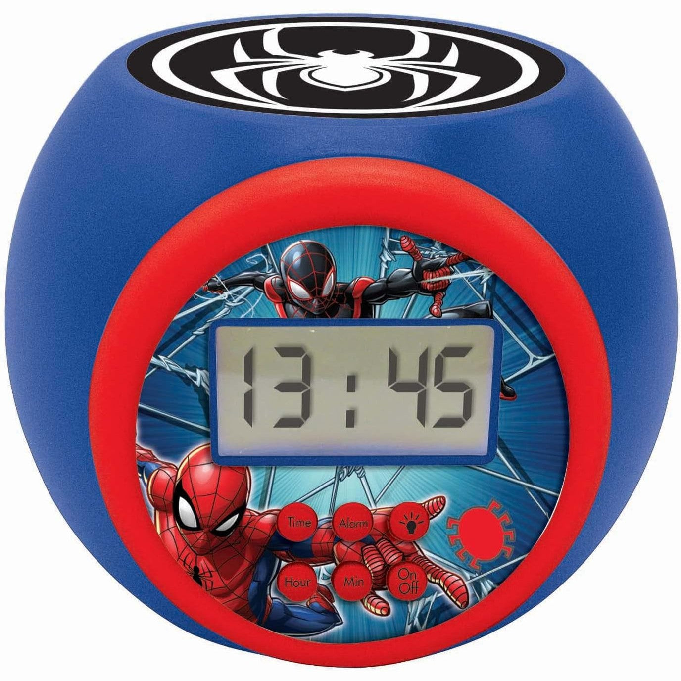 223125 - LEXIBOOK - Orë me Alarm Marvel Spider-Man, Projektor, Dritë Nate, Ekran LCD, Funksionon me Bateri, Blu/E Kuqe, RL977SP