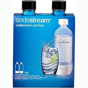 188094 - SODASTREAM DuoPack Shishe Zëvendësuese Tritan 1L, Përshtatshme për të Gjitha Pajisjet e Ujit të Gazuar, 2 Shishe PET 1L me Kapak me Vidë, Ngjyrë e Zezë