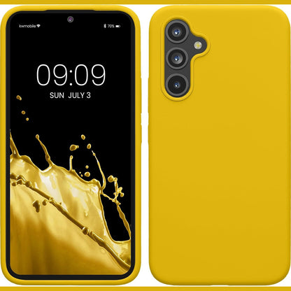 269487 - KWMOBILE Mbështjellëse për telefonin Samsung Galaxy A54 5G - Mbështjellëse silikoni - Karikim pa tel - Mbulesë mbrojtëse në të verdhë të ndezur