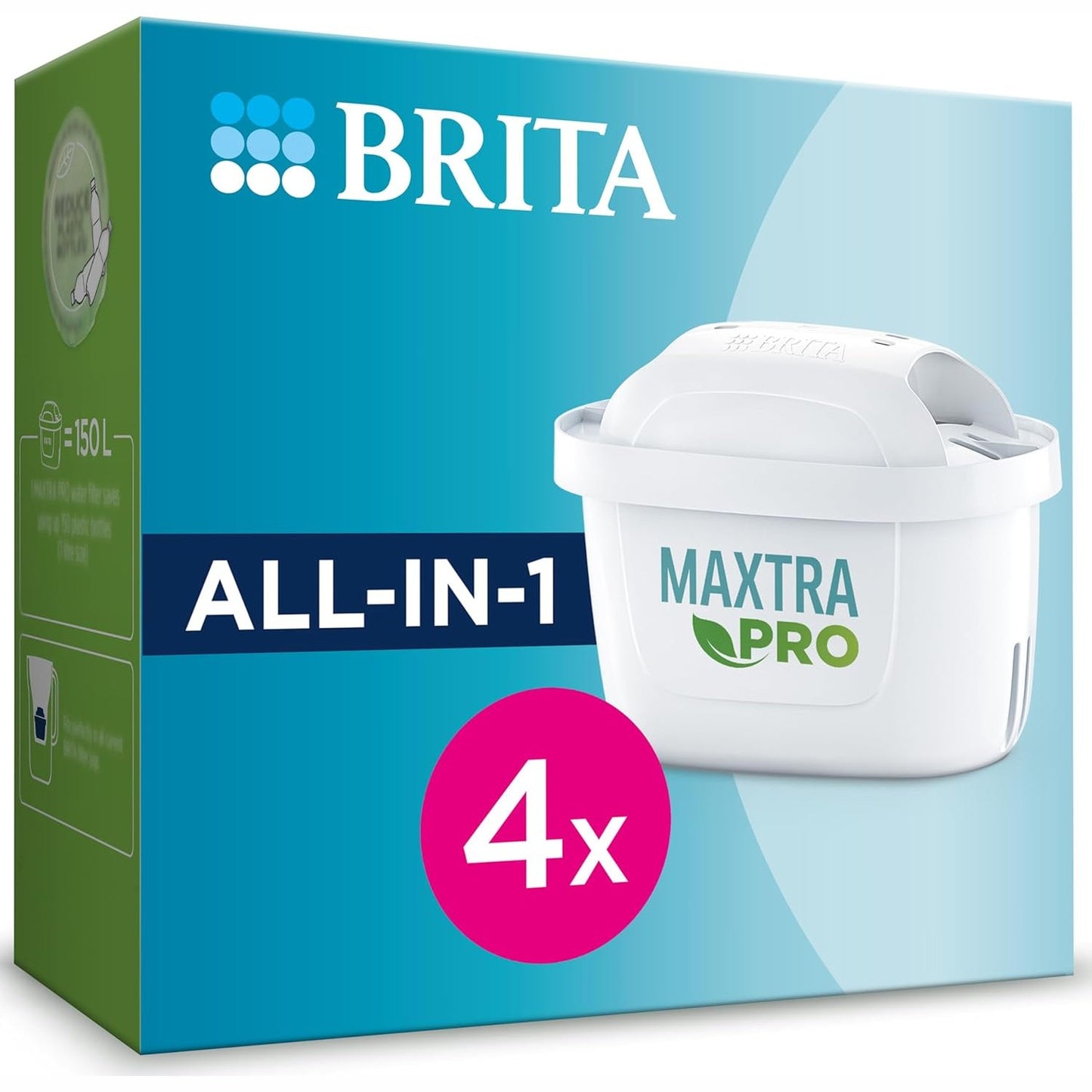 222470 - BRITA MAXTRA PRO Fishek Filtri Uji, Pako me 4, Filtër Uji Origjinal Zëvendësues për të gjitha Kanat BRITA, Shije Uji e Pastër, Filtra për PFAS, Klor, Gur Gëlqeror dhe Metale