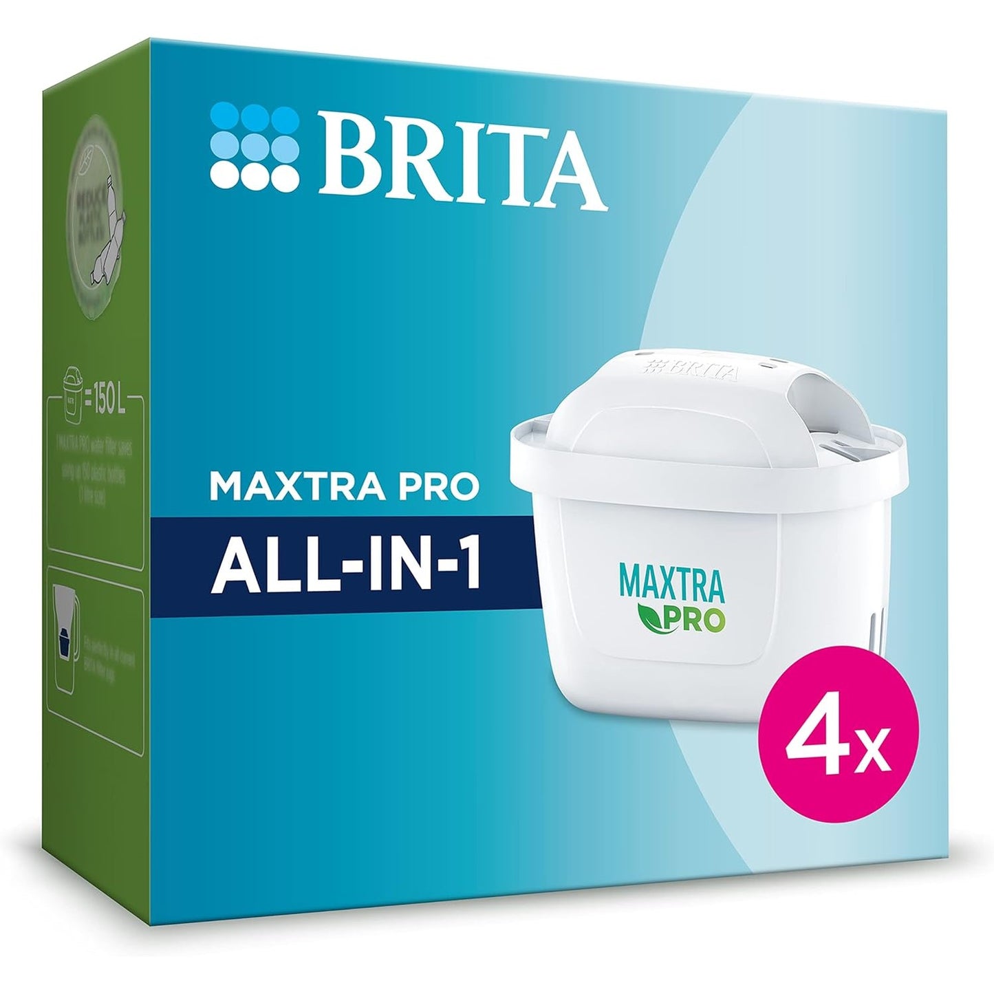 184112 - BRITA - Pako me 4 Fishekë Filtri Uji MAXTRA PRO Pure Performance, Zvogëlon Mikro-Papastërtitë, Metalet, Klori dhe Gëlqerja