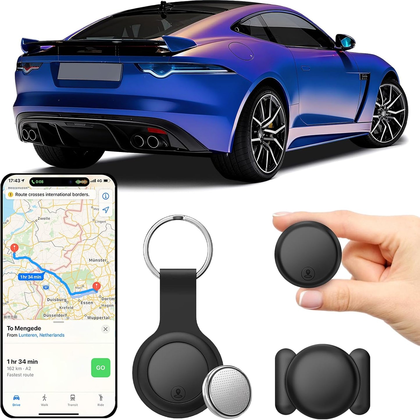 268593 - Gjurmues GPS për Makina, Gjurmues Magnetik, i Kompatibil me iOS dhe Android, pa Abonim ose Kartë SIM, për Valixhe/Portofole/Çelësa