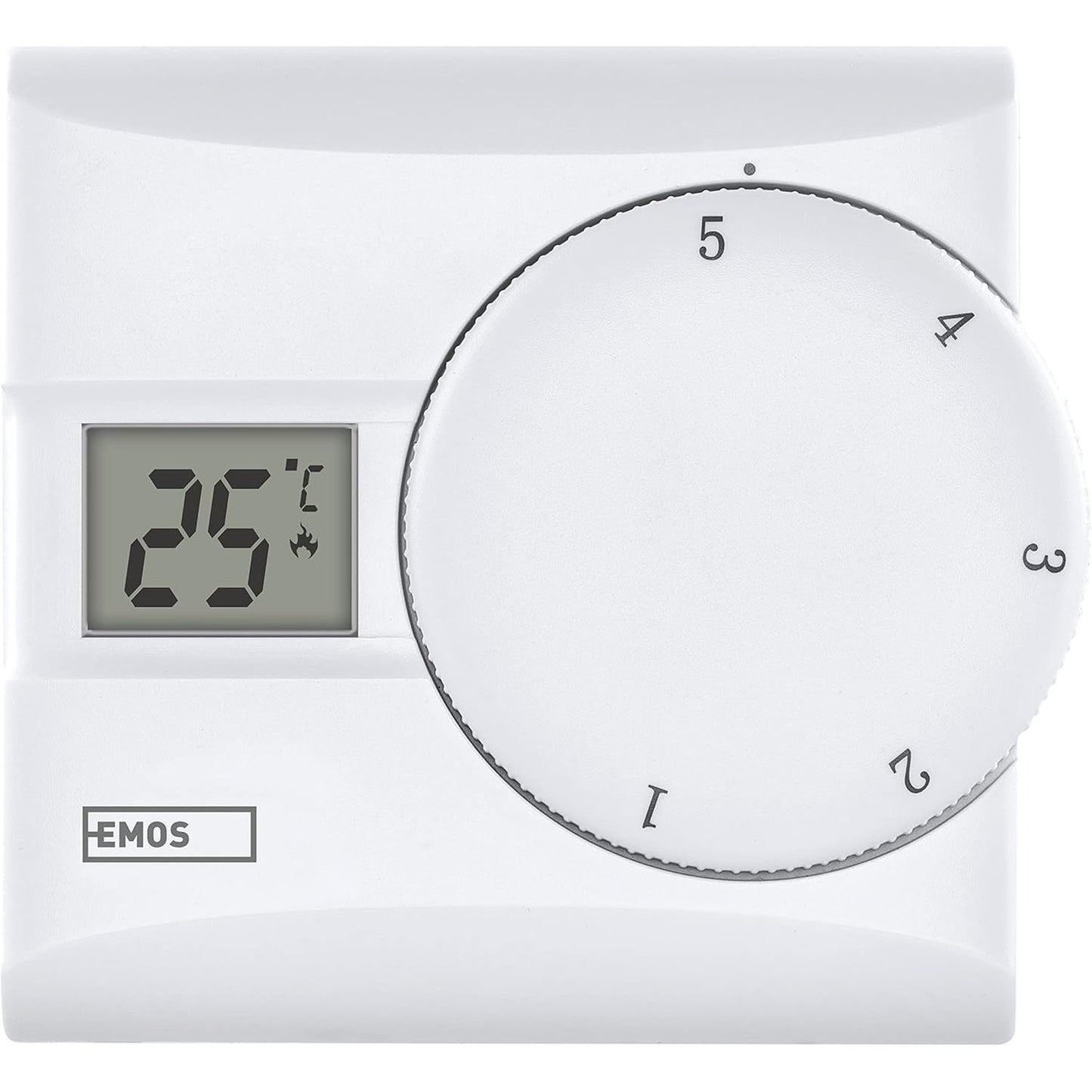 218573 - EMOS - Termostat Dixhital Dhome me Ekran LCD - Manual, me Tel - Sisteme Ngrohjeje dhe Ftohjeje - Kontroll Temperature 5-30 °C - Montim në Sipërfaqe - Funksionim i Lehtë - Bateria përfshihet - E Bardhë