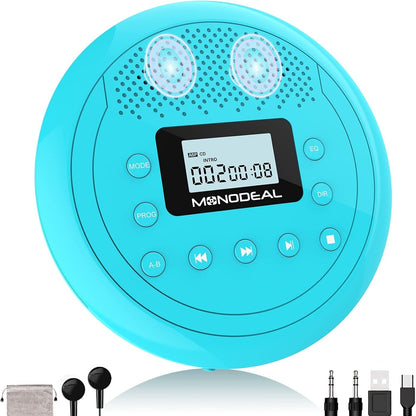 273082 - CD player portativ me altoparlant, Discman i rikarikueshëm për makinën, CD player i vogël kundër rrëshqitjes për audiolibra dhe dëgjim muzike