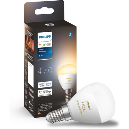 217577 - PHILIPS HUE LLAMBË LED WHITE AMBIANCE E14 (470 LM), LLAMBË ME ERRËSIM PËR SISTEMIN HUE, KONTROLL INTELIGJENT ME ZË DHE APLIKACION, 1 PAKO