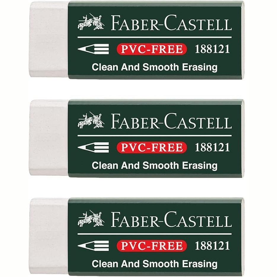 267493 - FABER-CASTELL 188121 - Goma 7081 N Pa PVC, Plastikë (3 goma, të bardha)