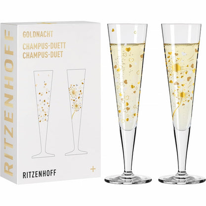 215495 - RITZENHOFF Gotë Shampanje 200 ml - Set me 2 pjesë - Gotë Dizajni me Ar të Vërtetë - Prodhuar në Gjermani