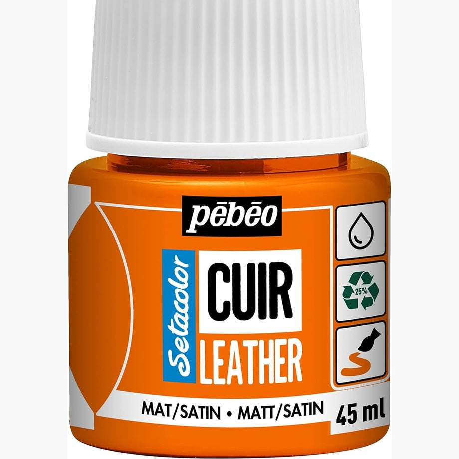 335416 - PÉBÉO - Setacolor Lëkurë - Bojë akrilike për lëkurë dhe lëkurë artificiale - Portokalli - 45 ml.