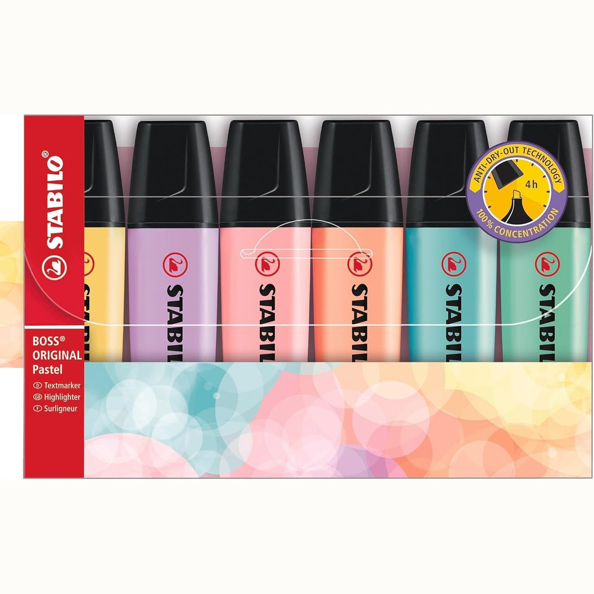 296432 - STABILO - BOSS ORIGINAL Ndriçues Pastel, Pako me 6 ndriques pastel, ngjyra të ndryshme