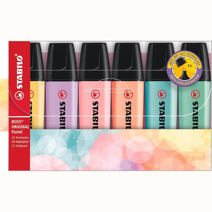 296432 - STABILO - BOSS ORIGINAL Ndriçues Pastel, Pako me 6 ndriques pastel, ngjyra të ndryshme