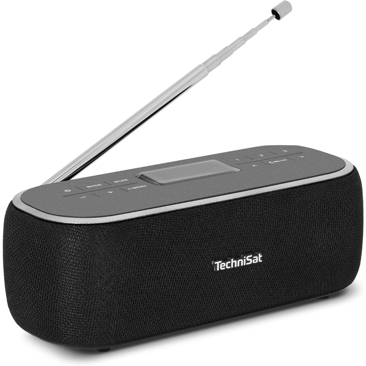 295695 - TechniSat VIOLA BT 1 - Altoparlant portativ Bluetooth me radio dixhitale DAB+, FM, DAB, Orë, Kohëmatës alarmi, Memorie të preferuarave, LCD, Funksion pa duar, Hyrje AUX, Bateri, Kabllo karikimi USB-C, 6W, e zezë/gri