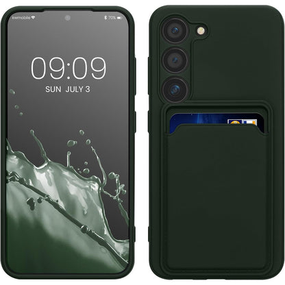 267393 - kwmobile Mbrojtëse telefoni për Samsung Galaxy S23, mbulesë telefoni me vend për kartë, ngjyrë jeshile të errët
