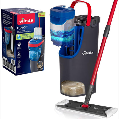 255471 - VILEDA - Set fshesësh dyshemeje H2PrO me kovë, ndarje 100% e ujit të pastër dhe të ndotur, sistem pastrimi higjienik, mikrofibër, ergonomik, gri