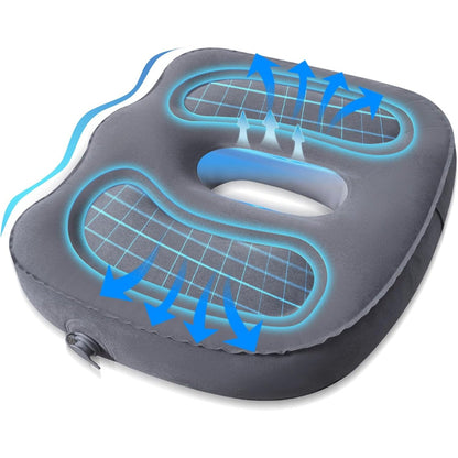 262587 - JUKIBOLE Jastëk sediljeje ortopedike PVC, 48x36x10cm, Gri, Ergonomik për hemorroide, me vrimë
