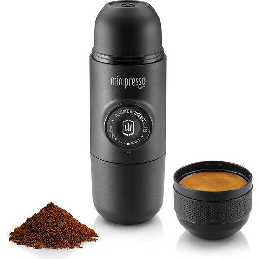135299 - WACACO Minipresso GR, Makinë Espresso Portative, E Përputhshme me Kafe të Bluar, Manual me Piston, Ideale për Kamping