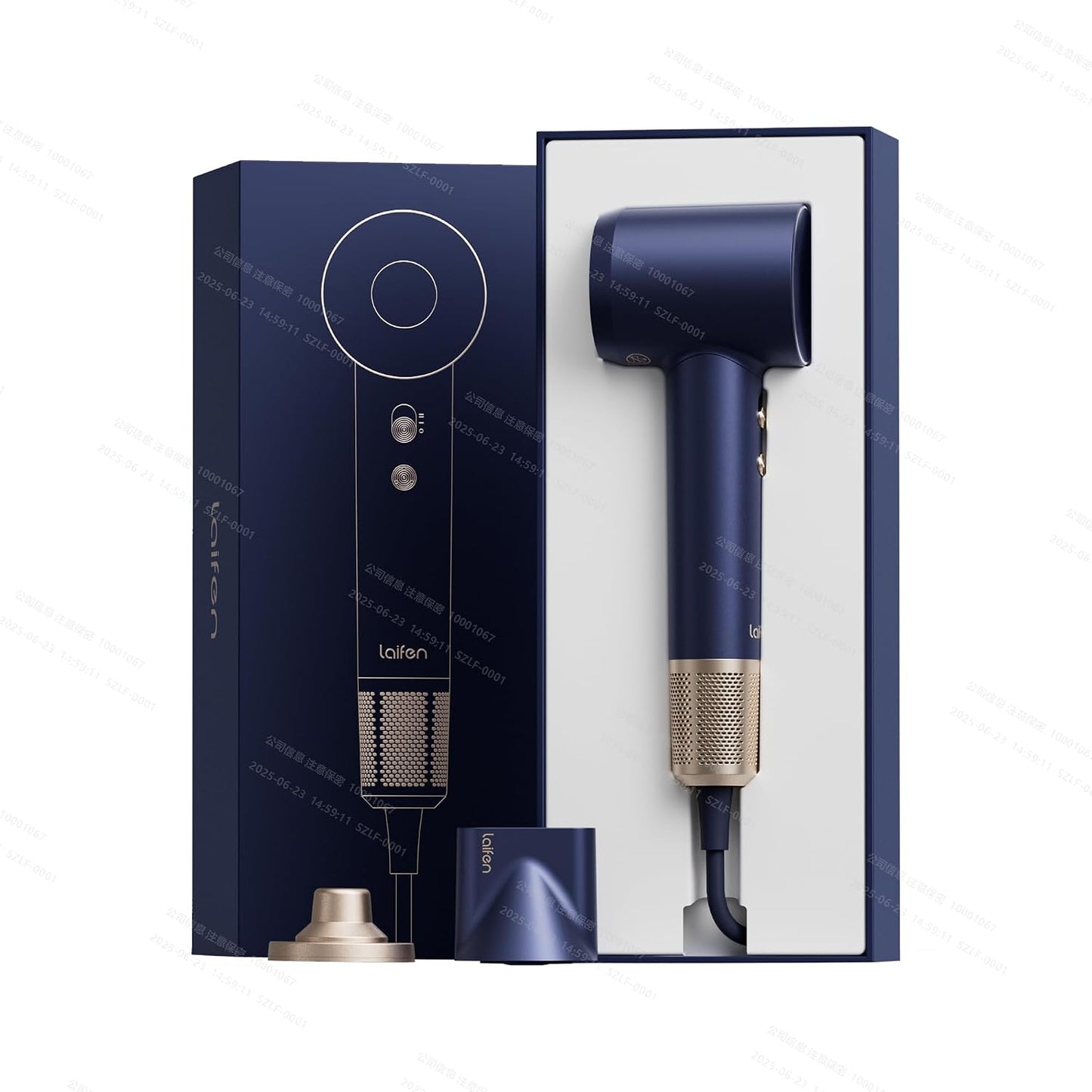 292146 - LAIFEN Tharëse flokësh Premium, portative jonike, 110,000 RPM, e lehtë, zhurmë të ulët, aksesor magnetik për stilim 360°, Royal Blue, në kuti dhurate