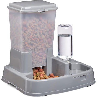 214835 - RELAXDAYS Dispensues Uji dhe Ushqimi, Ushqyes Automatik për Mace dhe Qen, Shishe, Plastike, HBT 34x34.5x27.5 cm, Gri e Errët