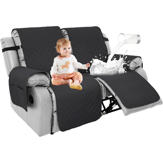 146142 - MBULESË DIVANI me 2 Vende, Material i Papërshkueshëm nga Uji 100%, Jo-Rrëshqitëse, e Larëshme, me Xhepa, për Qen, Kafshë Shtëpiake, Fëmijë, Ngjyra e Zezë