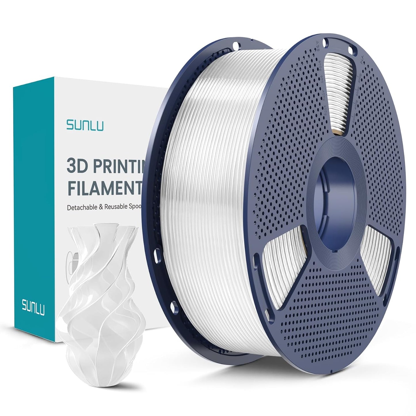 269303 - Filament për printer 3D SUNLU PLA Plus, 1.75 mm, Bobinë 1 kg, E Bardhë Transparente