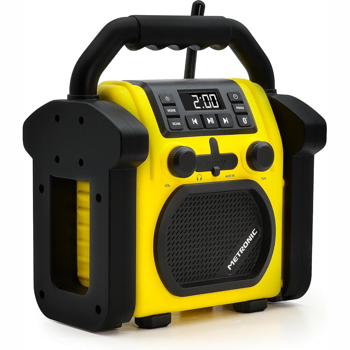 299321 - METRONIC 477217 - Radio FM për ndërtim, Bluetooth, Power Bank, Mbrojtje IP54, Rezistent ndaj goditjeve, pluhurit dhe spërkatjeve, Fuqi Totale Muzikore 30W, USB, Energji AC ose Bateri