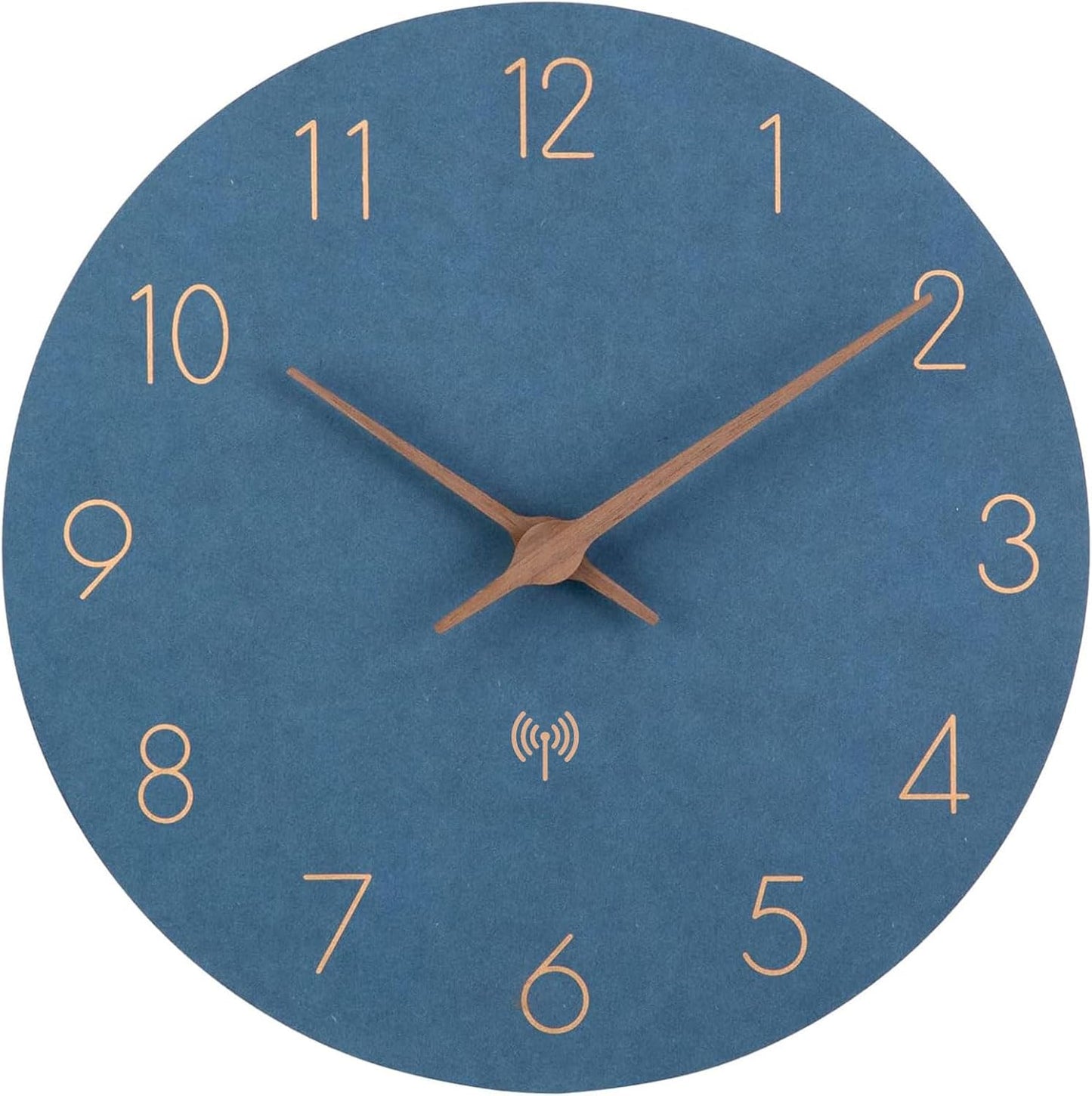 261460 - ACCCSHINE Orë Muri me Radio e Kontrolluar, Dru MDF, e Heshtur, 30 cm, Kuarc, Punon me Bateri, e Madhe, e Lehtë për t’u Lexuar, për Dhomë, Shtëpi, Kuzhinë, Dhomë Gjumi, Zyrë, Shkollë (Blu)