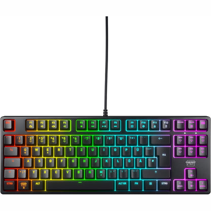 319612 - CHERRY XTRFY K4V2 TKL, Tastierë Lojërash me Tel, QWERTZ, Ndriçim RGB, Çelësa Mekanikë MX2A të Kuq, E Zezë