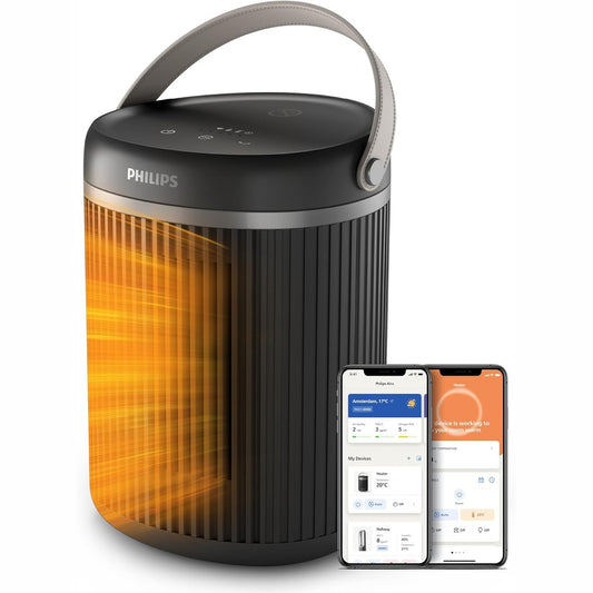 277374 - PHILIPS Ngrohës me ventilator 2000W, deri në 50% kursim energjie me Eco AI, qetësi 24 dB(A), 5 karakteristika sigurie, lëkundje 45°, gri e errët (CX3120/01)