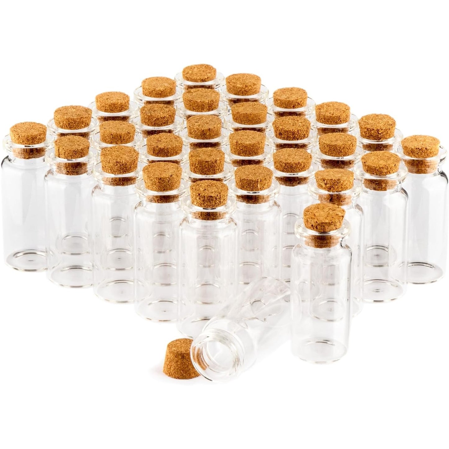 198755 - COM-FOUR® Set 30 Kavanoza Qelqi 10ml, Vaso me Kapak, Mini Shishe dhurate, Ideaale për Ruajtje të Erëzave, Vajrave, Bimëve dhe Çajit