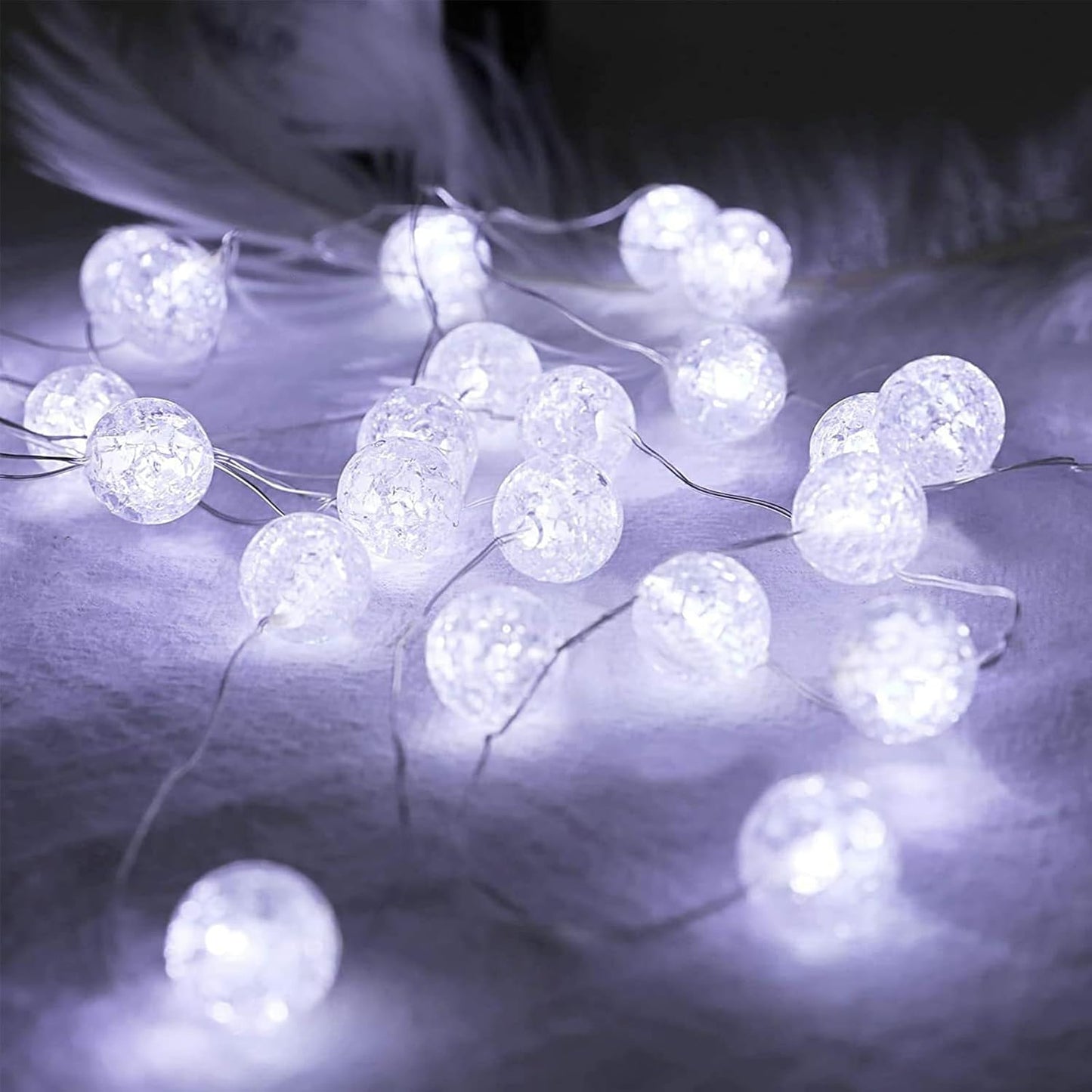 216772 - ENLACE Drita me tela kristali, 3M 30 LED që punojnë me bateri, Drita me tela kristali me kërcitje për dasma, Krishtlindje, Ditën e Shën Valentinit, Dhomë gjumi, Dekorim festash, të bardha