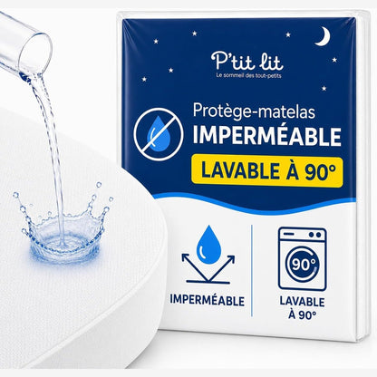 290340 - P'TIT LIT Mbrojtëse dysheku për djep pranë shtratit 50x85 cm - E papërshkueshme nga uji, e lahet në 90°C, I frymëmarrshëm dhe pa zhurmë, Oeko-Tex