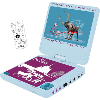 276094 - LEXIBOOK DVD Player Portativ Frozen, Ekran Rrotullues 7" për Fëmijë, Telekomandë, Karikues Makine, Portë USB, Bateri e Rikarikueshme - Blu/Vjollcë, DVDP6FZ