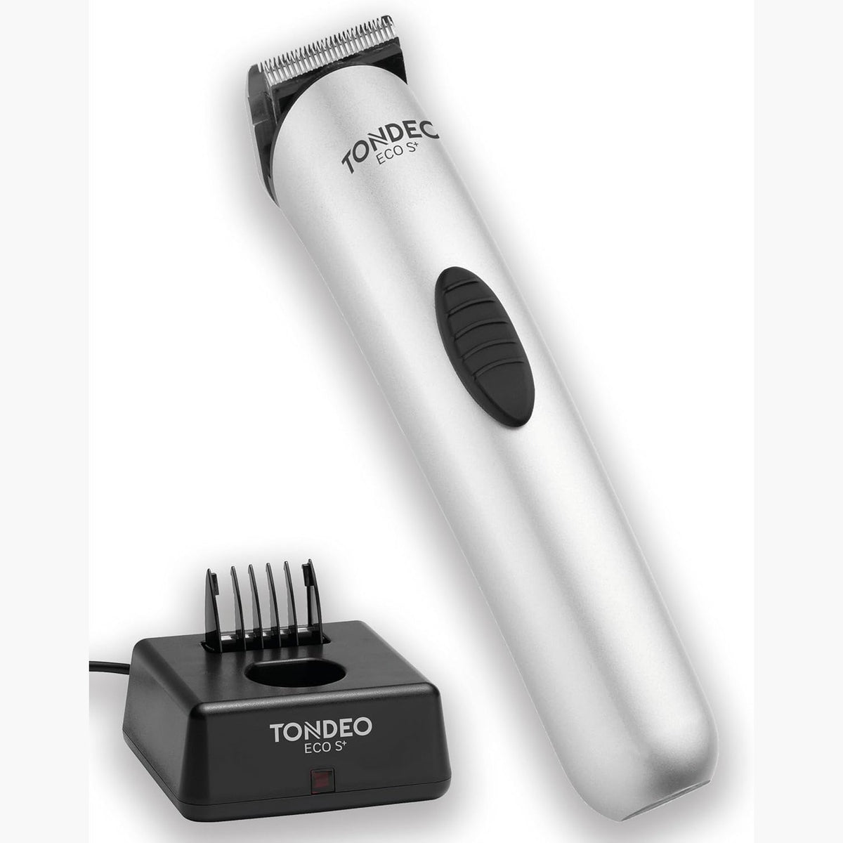 315539 - TONDEO ECO S PLUS SILVER - Makinë prerëse flokësh profesionale me stacion karikimi dhe krehër për 4 gjatësi të ndryshme