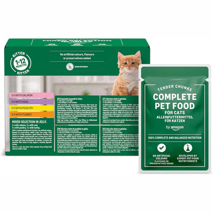 258381 - AMAZON Ushqim i plotë për kotele, Përzgjedhje e përzier në pelte, 1.2 kg (12 qese x 100 g)