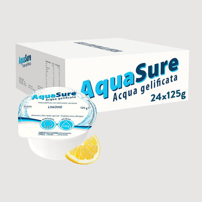 336358 - ABBOTT NUTRITION AquaSure, 24 Paketa x 125 g, Ujë i xhelit për menaxhimin dietik të subjekteve që vuajnë nga disfagia dhe probleme me gëlltitjen, Shije limoni