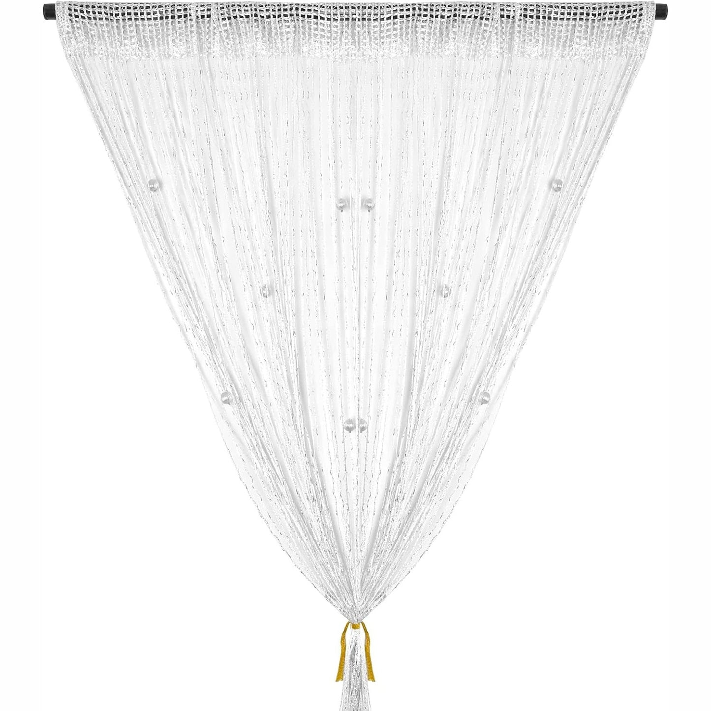 168583 - VIDILLO Perde Muri të Bardha me Rruaza me Shkëlqim, 100 x 200 cm, për Dekorim Dritareje, Ndarëse Dhomash, Side Mizash për Dasma, Kafene, Restorant (E Bardhë Perlë)