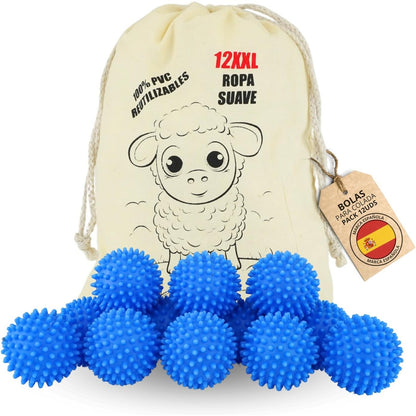 306452 - SILVERSTORE® 12 Topa Tharëseje | Zbutës Natyral për Tharje në Lavatriçe | Zvogëlon Rrudhat dhe Kohën e Tharjes | Lavatrice dhe Tharëse (Blu)