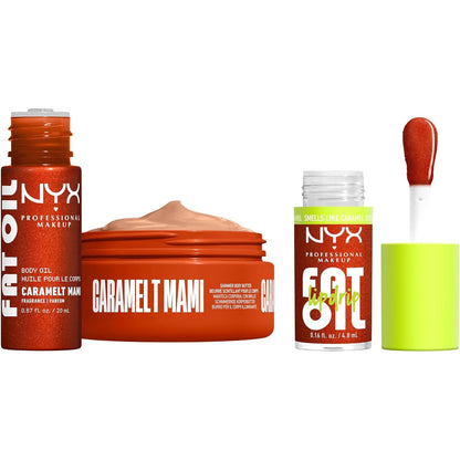 321297 - NYX Set me 3 pjesë për grim profesional Caramel Mami - 50ml, për hidratim dhe aplikim të lehtë.