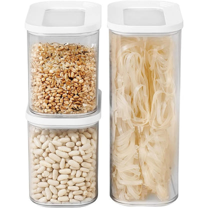218818 - MEPAL Set me 3 pjesë enësh ruajtëse me kapakë - enë drejtkëndëshe ushqimi - organizator plastik kuzhine - enë ruajtëse hermetike - 1 x 2000 ml & 2 x 1000 ml - E bardhë