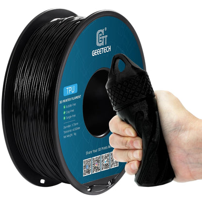 277103 - GEEETECH TPU filament fleksibël 1.75 mm, TPU 95A, Saktësi dimensionale +/- 0.03 mm, për printer 3D, Bobinë 1 kg, e zezë