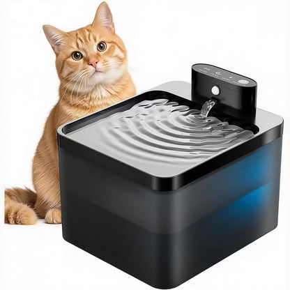 215105 - DMUUPEW PET Shatërvan uji për mace me aktivizim automatik, i heshtur dhe pa tel, 2.2L me shumë filtër