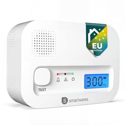 313441 - SMARTWARES DETEKTOR I MONOKSIDIT TË KARBONIT, SENSOR 10-VJEÇAR, VLERËSIM FITUES TESTI 1.5, ME EKRAN DHE BUTON TESTIMI - FGA-13041
