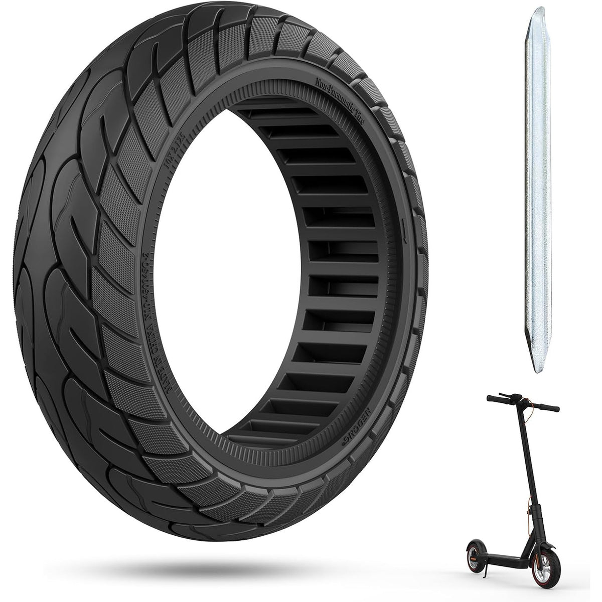 314297 - OUXI Gomë e ngurtë 10x2.125 për skuterin elektrik Xiaomi M365/Pro/Pro 2, anti-rrëshqitje, rezistente ndaj shpimit, e ngurtë 10 inç përpara/mbrapa