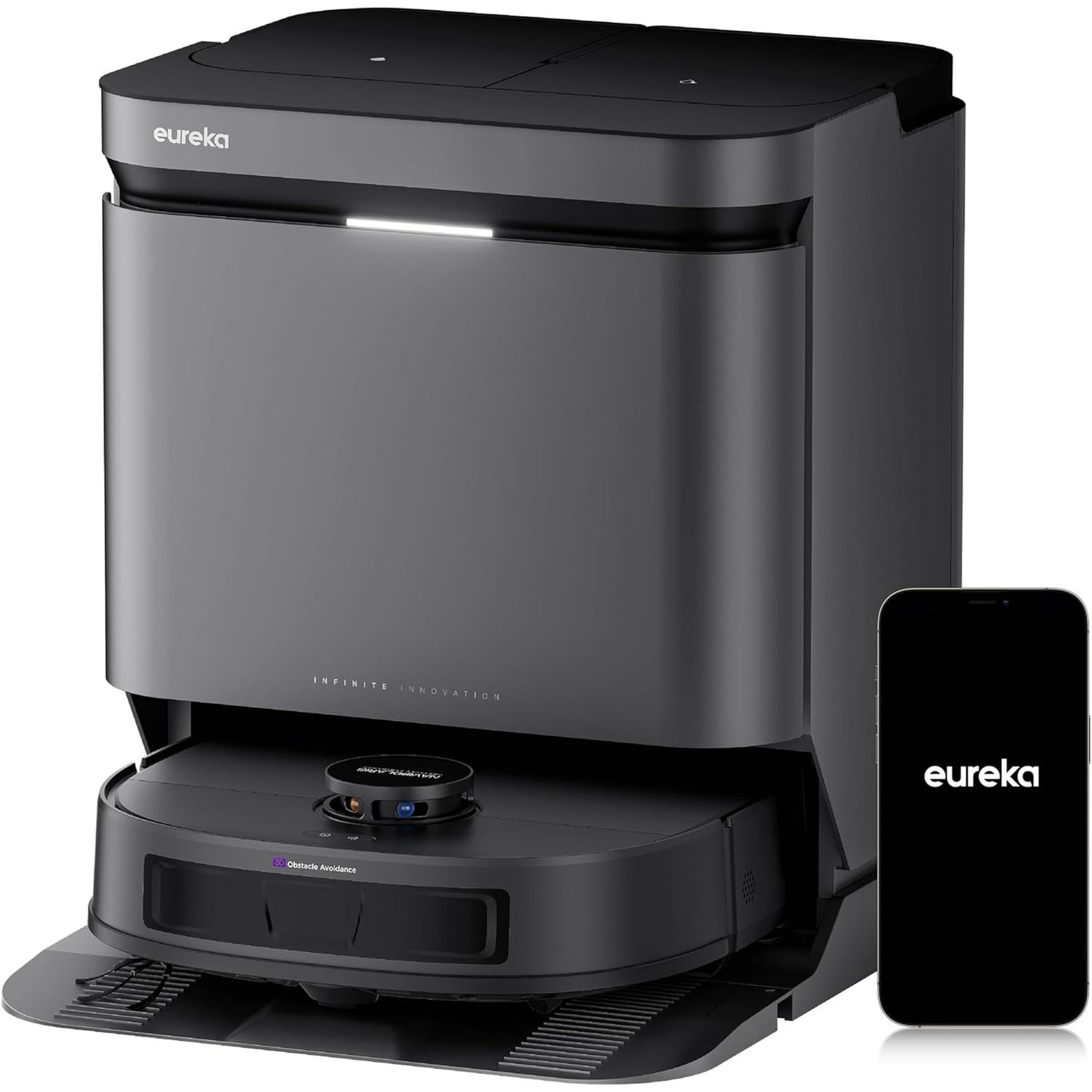 144025 - EUREKA Robotike Fshesë J15 Evo Ultra me Korrent dhe dyshemeje, Thithje 22,000Pa, Fshesë Skajesh 100% e Zgjatshme, Vetë-Larje/Tharje 55°C, Jetëgjatësi Baterie 75 Ditë, Miqësore me Kafshët Shtëpiake, Kundër Ngatërresave, Ngjyra e Zezë